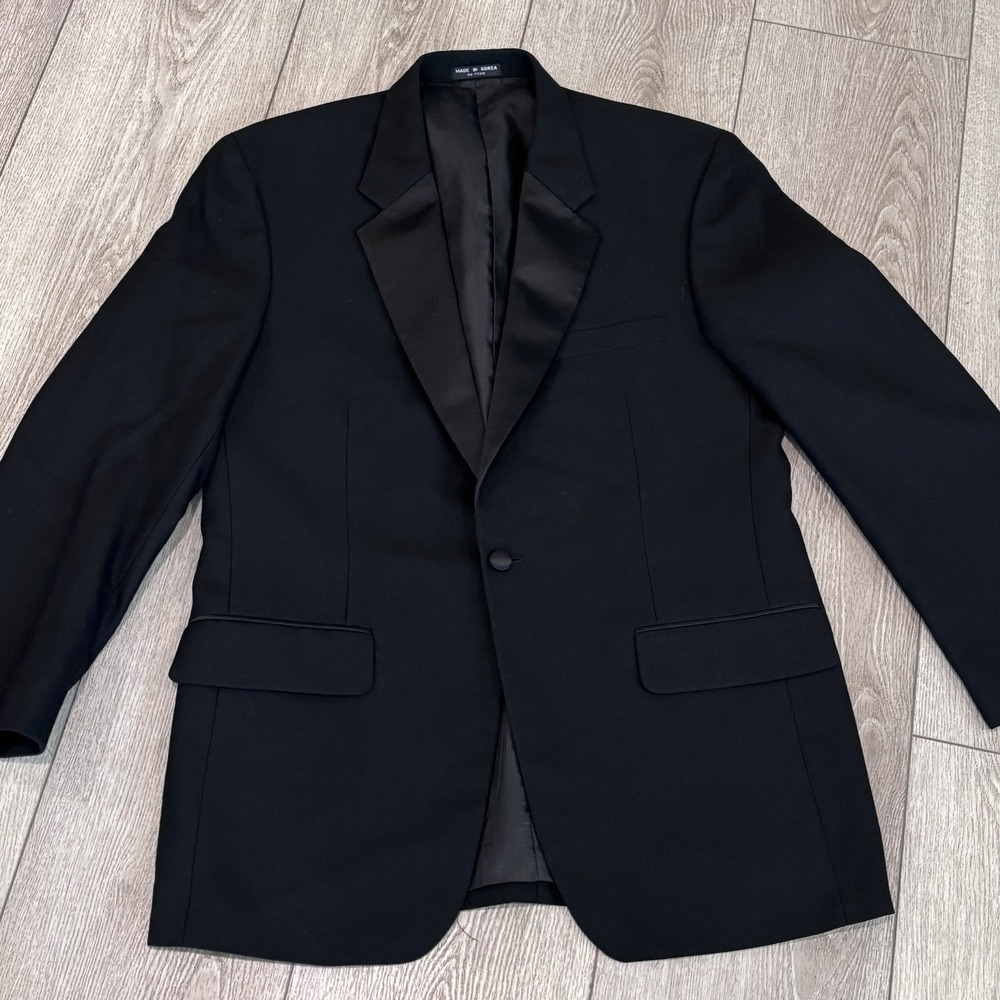 Versini Tuxedo Suit Jacket Mens 40R Black Wool Satin Dressy 1 Button Formal‎